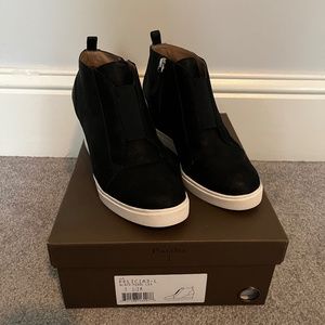 Paolo Felicia Black Leather Wedge Sneaker 7.5
